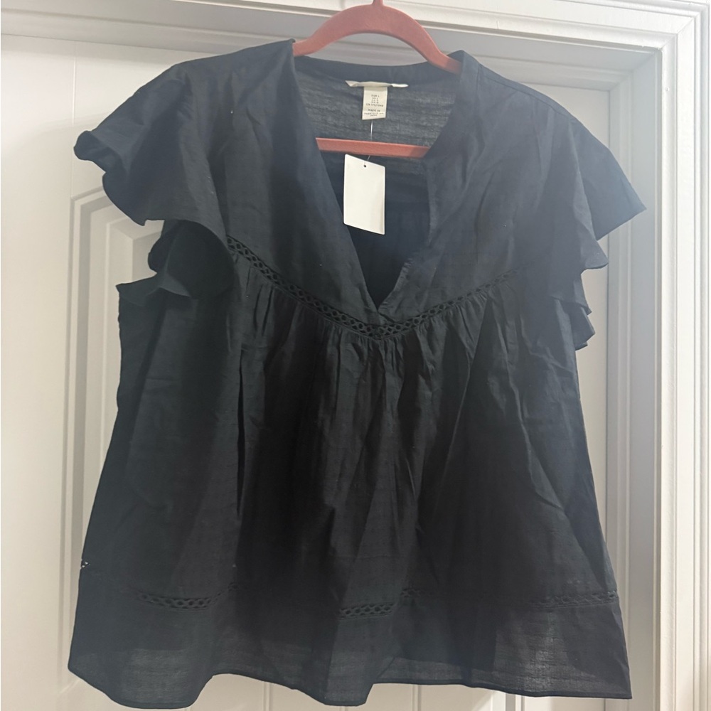 H&M Black Ruffled Blouse - Picture 1 of 3